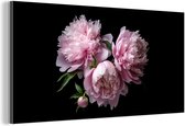 Wanddecoratie Metaal - Aluminium Schilderij Industrieel - Pioenroos - Roze - Bloemen - Botanisch - Natuur - 120x60 cm - Dibond - Foto op aluminium - Industriële muurdecoratie - Voor de woonkamer/slaapkamer