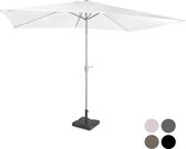 VONROC Premium Stokparasol Rapallo 200x300cm - Incl. parasolvoet & beschermhoes – Rechthoekige parasol - Kantelbaar – UV werend doek – Wit