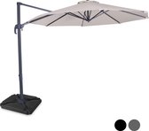 VONROC Premium Zweefparasol Bardolino Ø300cm – Incl. Vulbare tegels, kruisvoet & beschermhoes – Ronde parasol – 360 ° Draaibaar - Kantelbaar – UV werend doek - Beige