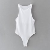 Wow Peach - Casual Bodysuit - Ronde Hals - Zomer - Comfort - Sexy - Stijlvol - Wit - XL