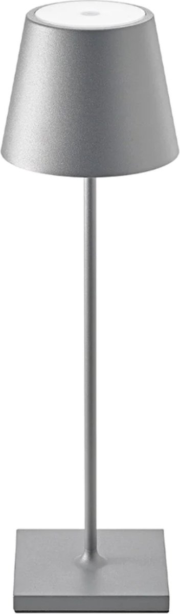 Sfeerverlicht® Tafellamp Oplaadbaar - Sfeerverlichting - Dimbaar - Aluminium - 38 cm - Zilver