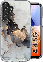 Samsung Galaxy A14 Hoesje - Back Cover Marmer Siliconen Case Wit