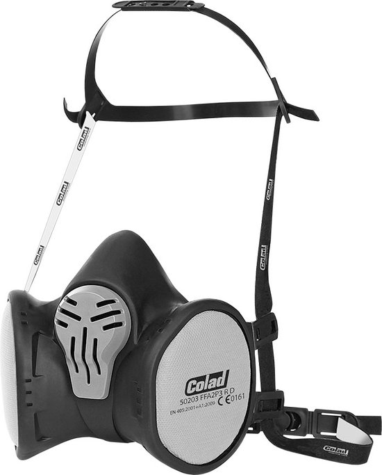 Foto: Colad masker met a2p3 filters inclusief ingebouwde filter tegen coating verf gassen 100