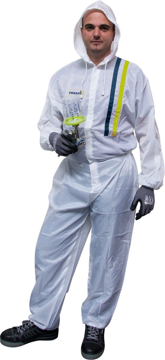 Polyester spuitoverall met capuchon wit - Large (50-52)