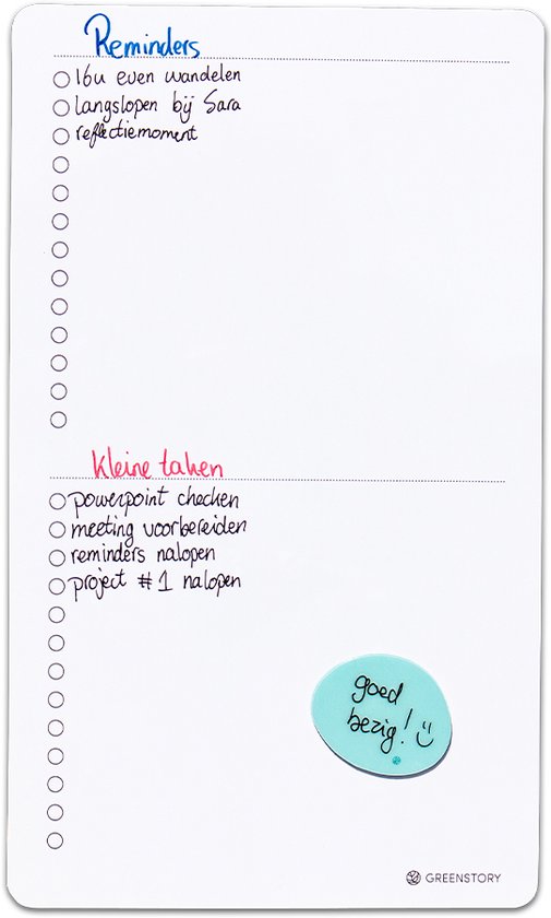 GreenStory - To Do Overview - To Do Planner - Uitwisbaar - Whiteboard Folie - Sticky Whiteboard