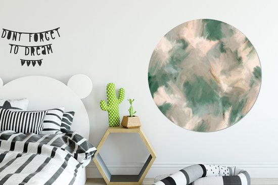 WallCircle - Wandcirkel ⌀ 150 - Groen - Patroon - Verf - Abstract - Ronde schilderijen woonkamer - Wandbord rond - Muurdecoratie cirkel - Kamer decoratie binnen - Wanddecoratie muurcirkel - Woonaccessoires