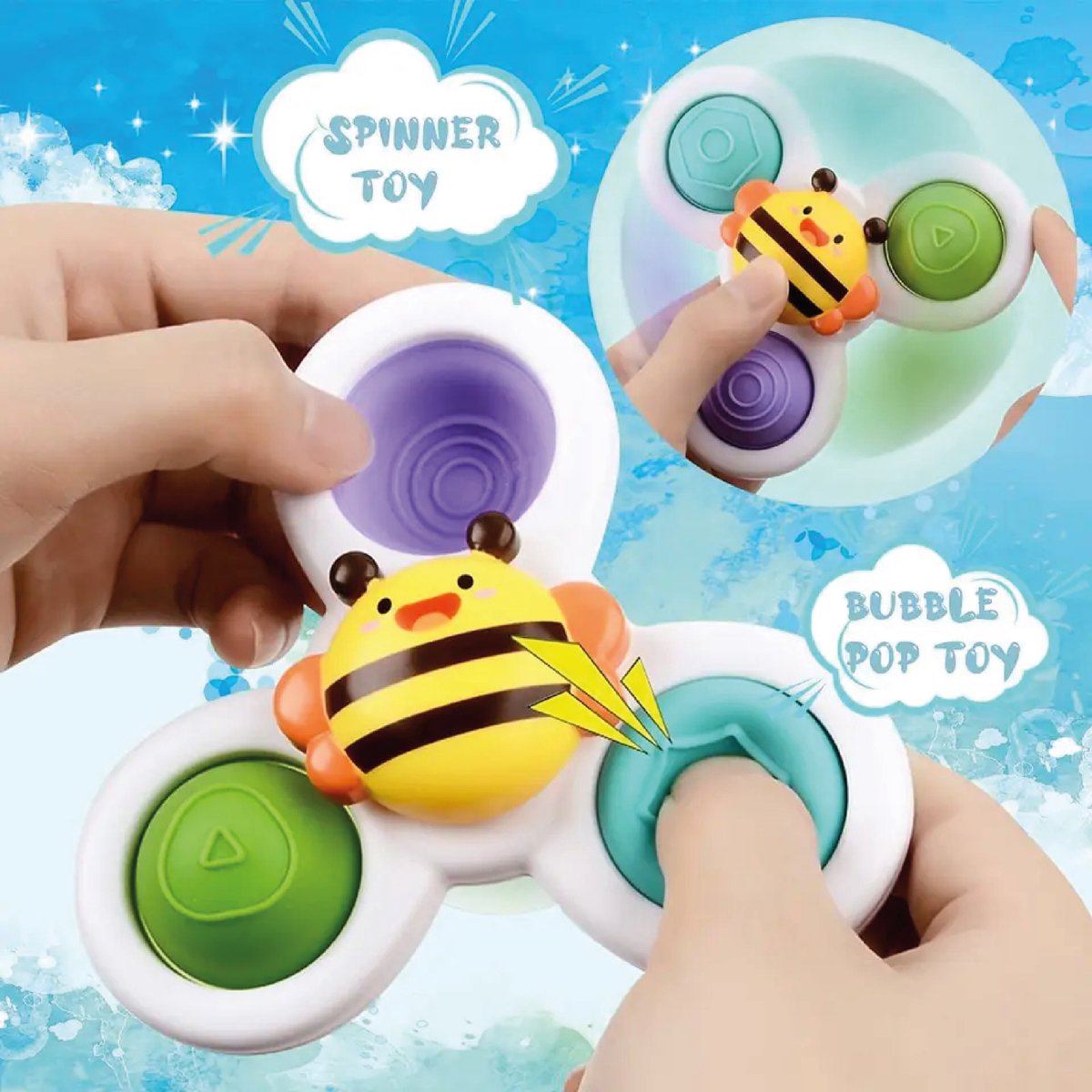 Spinner - Fidget - Jouets de bain - Bébé Spinner - Jouets - Escargot -  Moulin à vent 