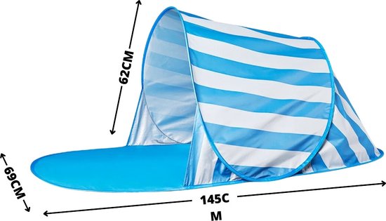 Strandtent Pop Up - Blauw - Opvouwbaar - Uv bescherming - Geschikt voor 1 volwassene of 2 baby's van Generic — afbeelding 2