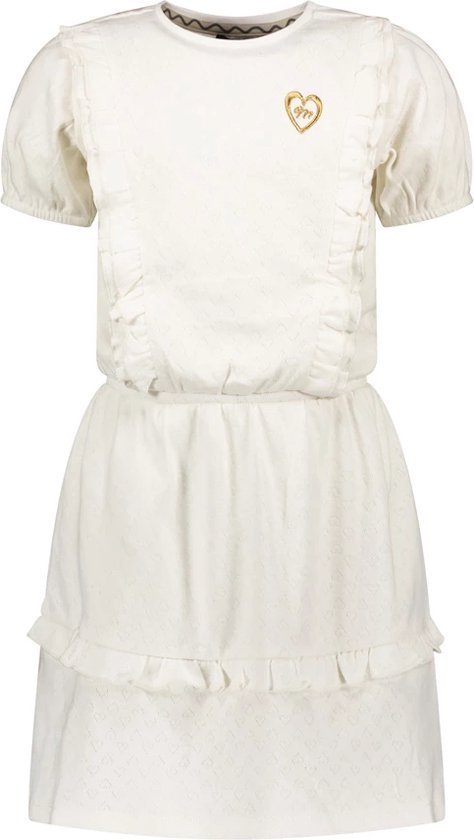 Moodstreet Fancy Dress With Frills And Puffed Sleeves Jurken Meisjes - Rok - Jurk - Gebroken wit - Maat 98/104