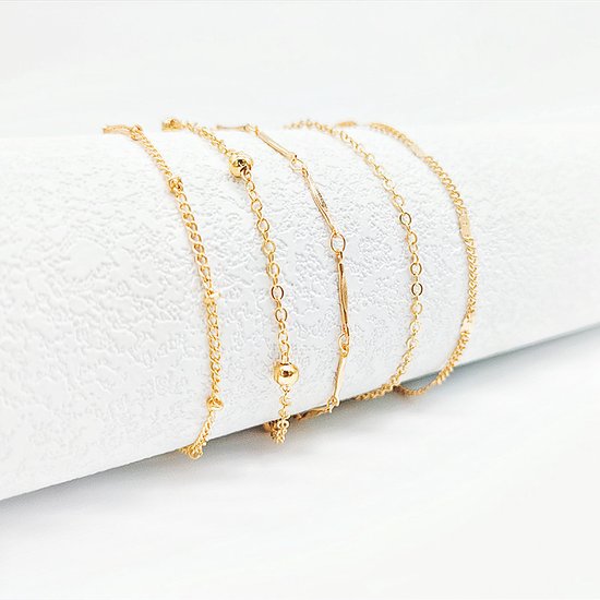 Bracelet de cheville - or - plage - bracelets de cheville dames - 5 pièces - modèle FX - Cadeau