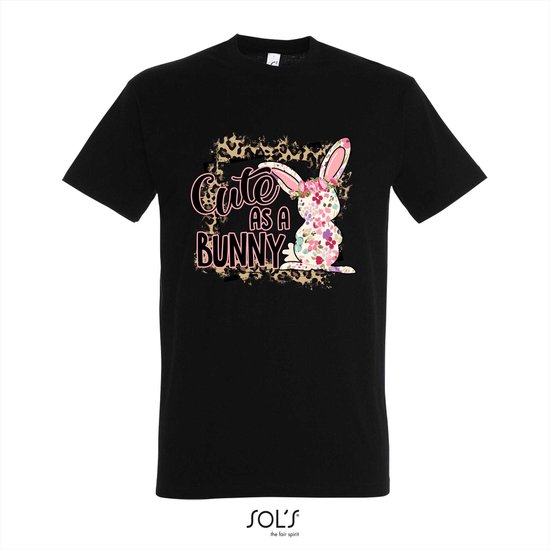 T-shirt Cute as a bunny - T-shirt korte mouw - zwart - 8 jaar