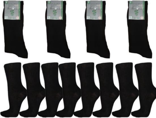 Medische sokken zonder elastiek - 6 paar - Zwart - Maat 35/38