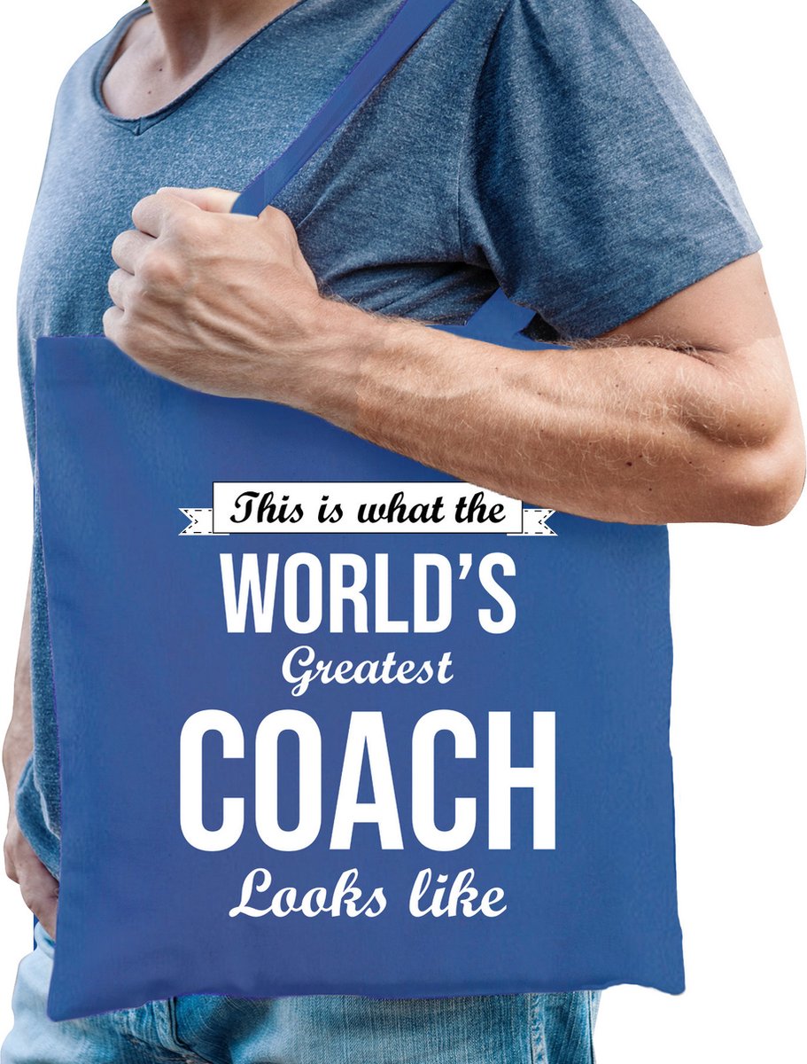 Bellatio Decorations cadeau tas voor coach/trainer - katoen - 42 x 38 cm