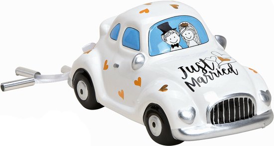 Cepewa Spaarpot voor volwassenen Just Married - Keramiek - Auto in bruiloft thema - 16 x 8 cm