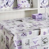 Tafellaken - Tafelzeil - Tafelkleed - Hoogwaardig - Zomers - Afgewerkt met biaislint - Lavendel - Rond 160cm