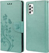 Hoesje Vlinder Bloem Book Case Pasjeshouder Groen Geschikt voor Samsung Galaxy A53