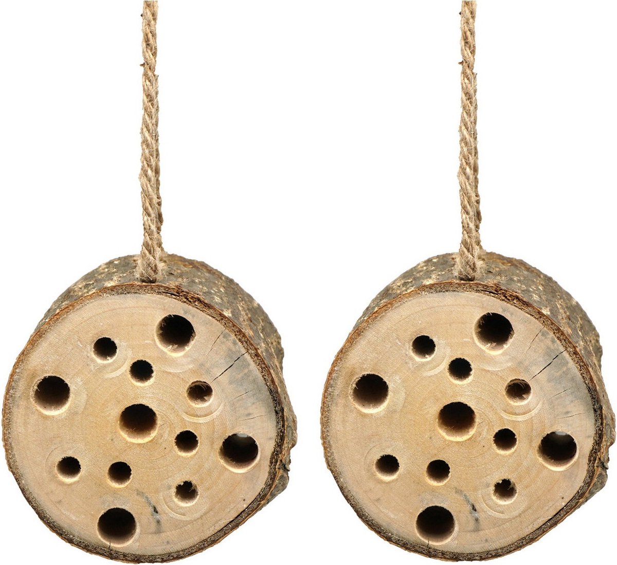 Alma Garden Insectenhotel boomstam - 2x - hout - om op te hangen - 10 x 9 cm