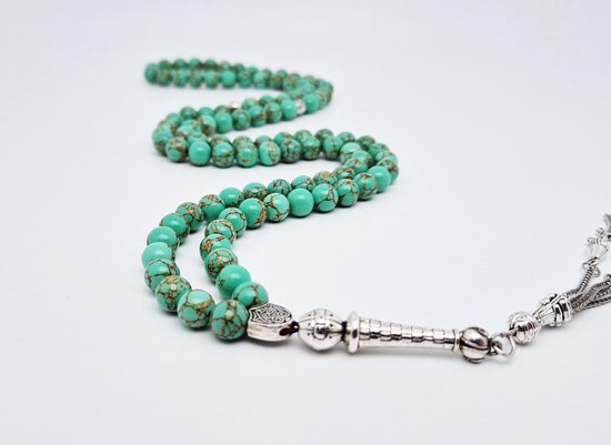 Kralen Armband Turquoise/Black - Natuursteen 17-19cm