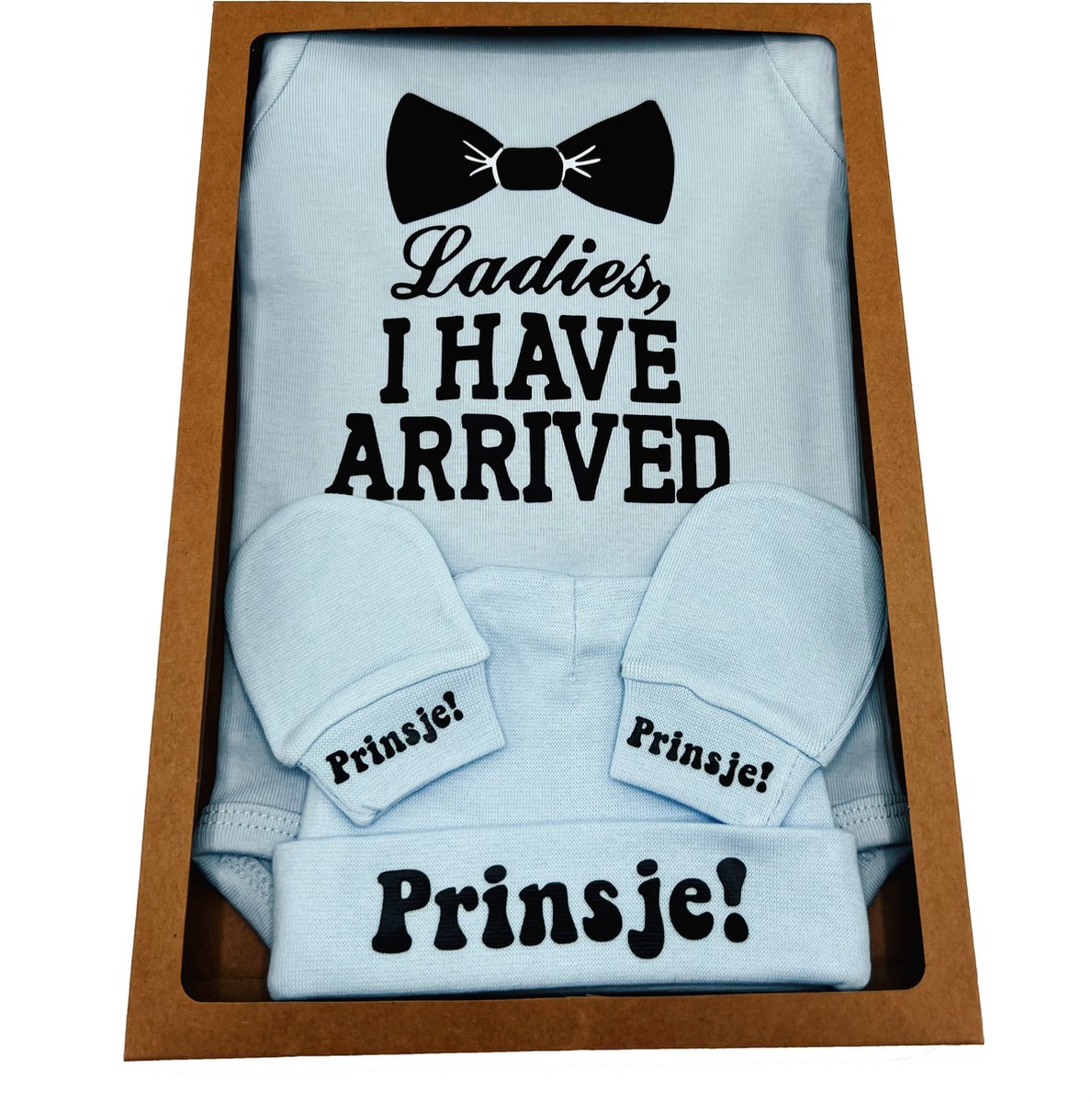Goedkoopste Kraamcadeau brievenbus - kan ook rechtstreeks als cadeau - romper - baby muts handschoenjes