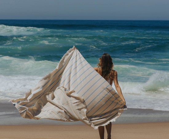 Torres Novas 1845 Strandlaken Boa-Nova, Blauw - 70 x 130 cm - 100% Katoen