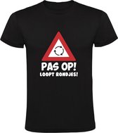 Pas op! Loopt rondjes! Heren T-shirt - festival - rave - hardcore - hardstyle - elk rondje is anders