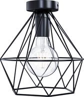 Selotus – Plafonniere – plafondlamp zwart Wire Plafonnière - Industrieel Zwart - lamp - Metaal - Ø22cm