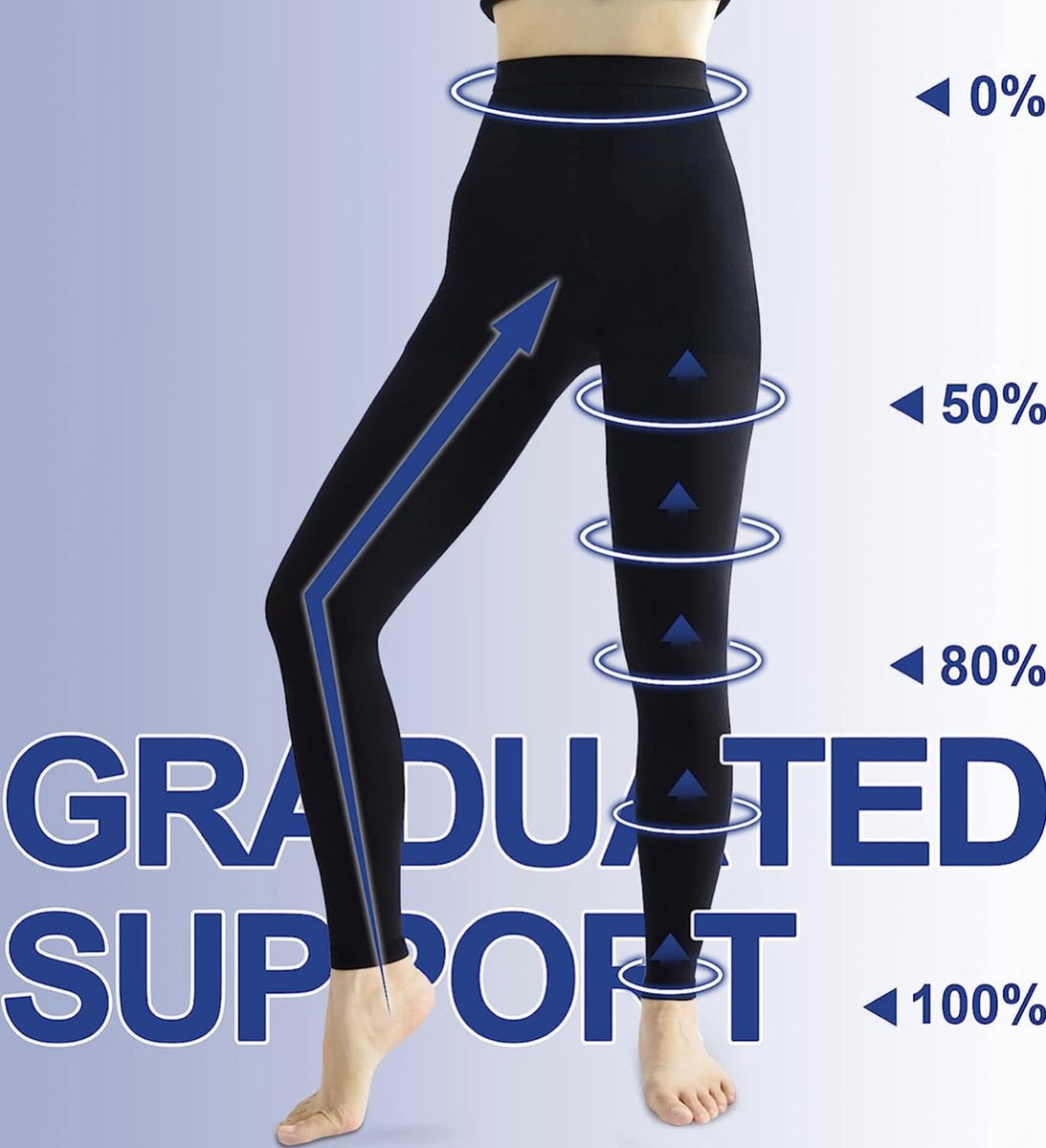 Physix Gear Compressiekousen, voor heren, compressiekousen, hoge dames, voor reizen, vliegtuig, zwangere vrouwen, moederschap, compressiemanchet, kuitbeen, (Black - Blue) Flower, S-M