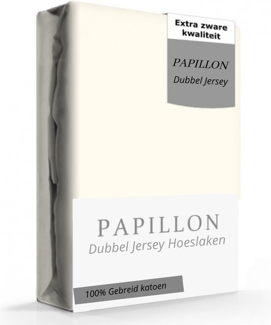 Papillon hoeslaken - dubbel jersey - 180 x 200 - Crème