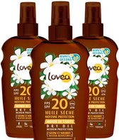 3x Lovea Sun Dry Oil Spray Zonnebrand SPF 20 150 ml