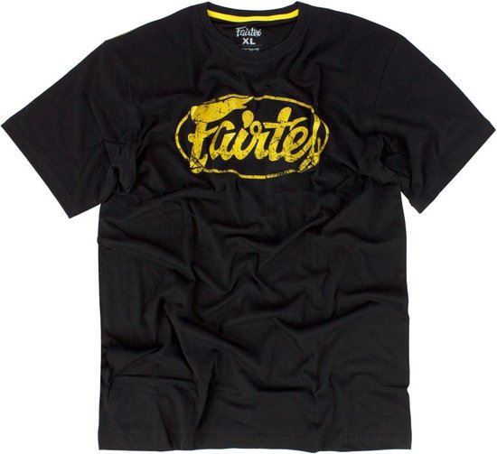 Fairtex TST148 Logo T-Shirt - Zwart - opdruk goud - maat L