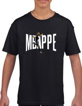 Mbappe - kylian - PSG - Kinder T-Shirt - Kinder shirt met tekst- T-Shirt - zwart shirt - Mbappe witte tekst - Maat 146 - T-Shirt leeftijd 11 tot 12 jaar - Grappige teksten - Cadeau - Shirt cadeau - Voetbal- verjaardag -