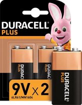 2x batterie Duracell bloc 9 volts - batteries - blocs haute énergie / 9V
