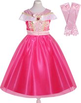 Mooie Doornroosje jurk Prinsessenjurk Maat: 134/140 ( 9-10 jaar) + handschoenen verkleedkleding meisje