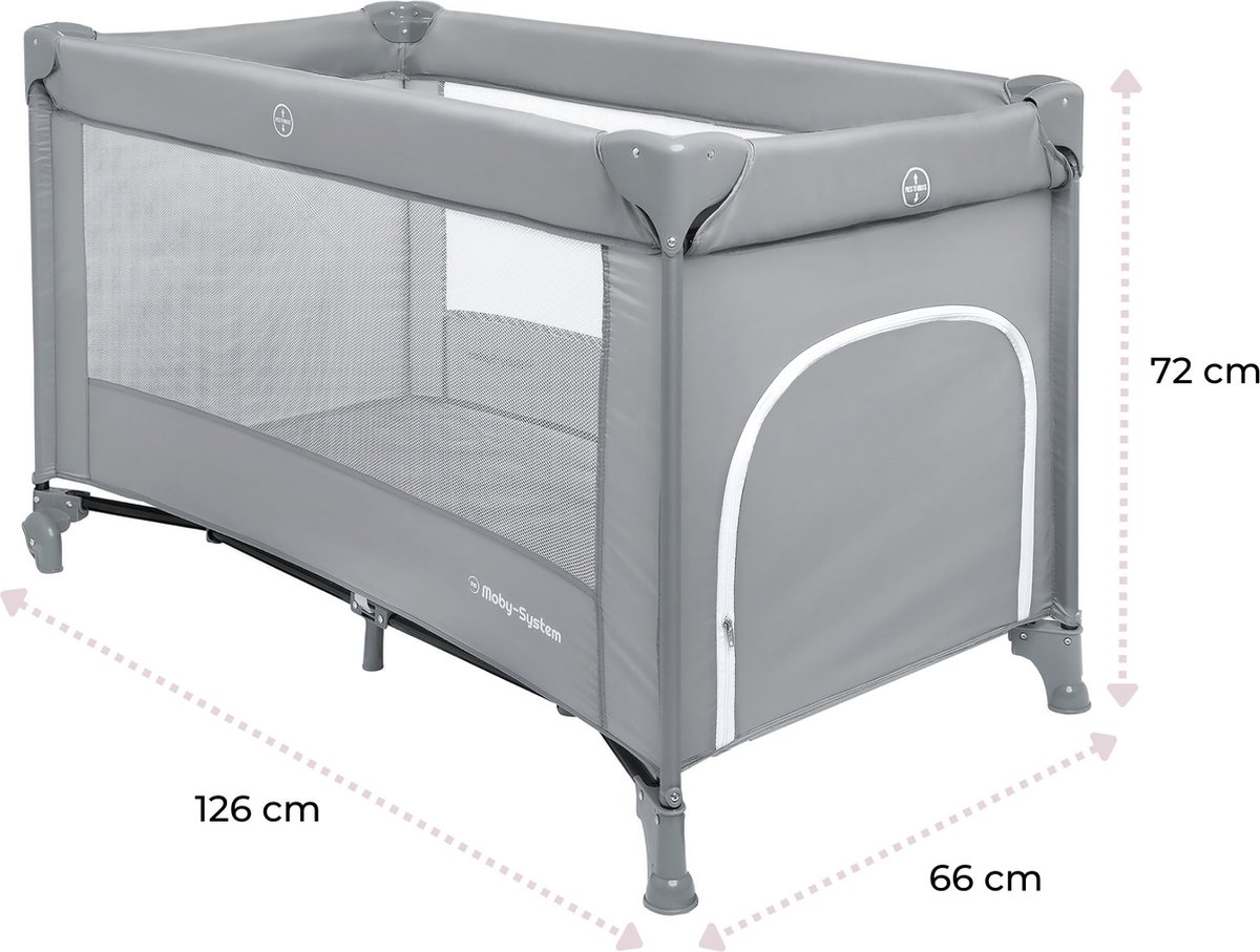 Moby-System Reisbedje Reiswieg / Box Happy Traveler - campingbedje met matras campingbed baby bedje campingbedjes inklapbare 60x120 opvouwbare camping bed inclusief 60 x 120 voor kampeerbed reisbedjes kampeer kampeerbedje kinderbox thumbnail 3