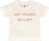 Rotterdam Kinder t-shirt | WAT DENKIE ZELLUF?! | Verjaardagkado | verjaardag kado | grappig | jarig | Rotterdam | Feyenoord | cadeau | Cadeau | Wit/rood | Maat 86/92