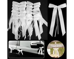 12 Kant en klare strikken wit - satijn - polyester - strik - wit - decoratie - trouwen - huwelijk - kerst - communie