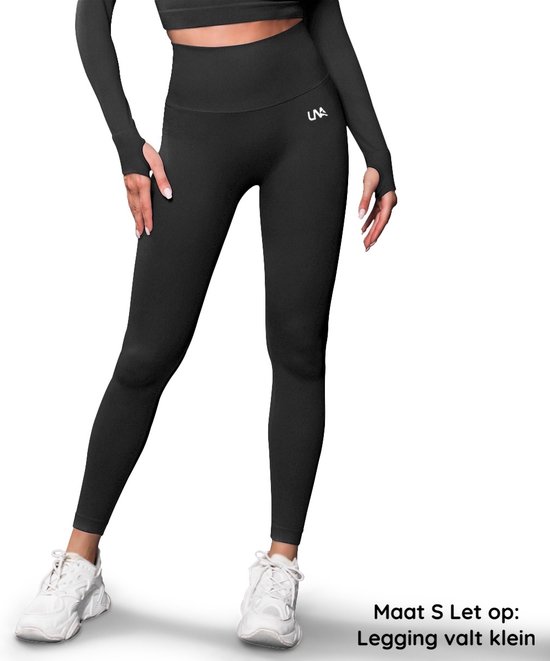 UNA - Sportlegging dames - Sportkleding dames - Sportbroek dames - Yoga Kleding Dames - Squat proof - High waist - Shapewear - Zwart Maat S