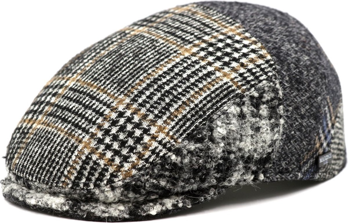 Luxe wollen winter flatcap winterpet kleur grijs mix M 56 57 centimeter