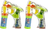 Cepewa Bellenblaas speelgoed pistool - 2x - met LED licht - 17 cm - plastic - buiten/fun/verjaardag