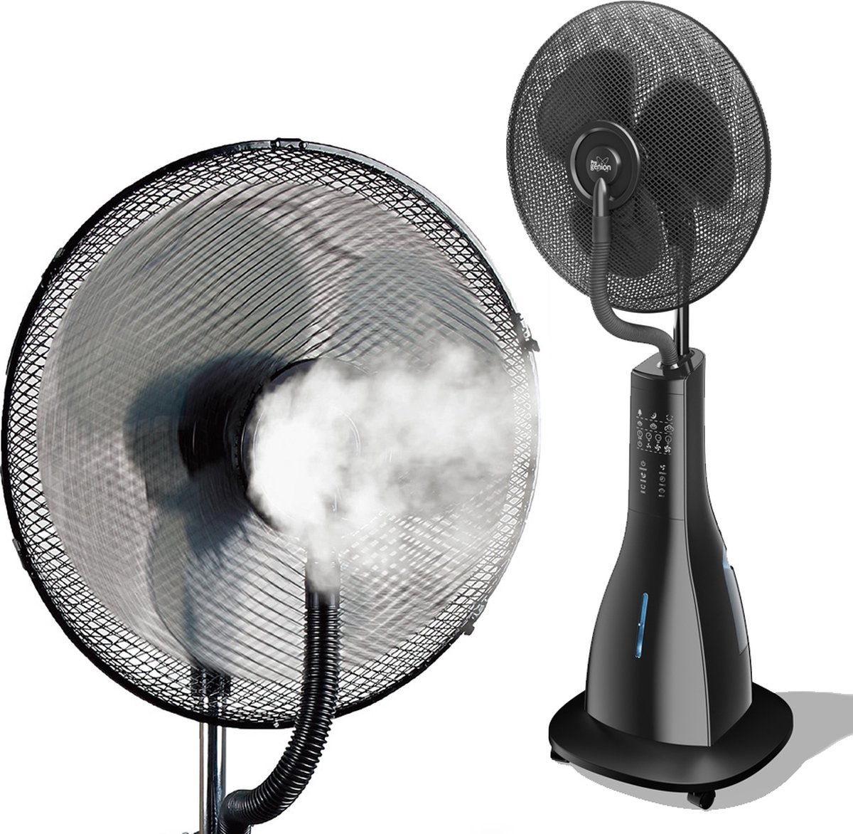 Progenion® Ventilator Met Waternevel - Rotatie en Afstandsbediening - Mist - Water - Waaier - Fan - staand -Black edition