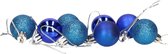 Gerim Kerstballen - 8 stuks - blauw - kunststof - mat/glans/glitter - D3 cm