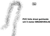 3x Guirlande wit 5 meter PVC - BRANDVEILIG - Draaiguirlande - Carnaval thema feest festival huwelijk feest party