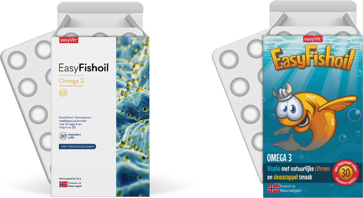 Goedkoopste EasyFishoil - Omega 3 voordeelpakket voor kinderen en volwassenen - EasyFishoil Adult EasyFishoil Kids