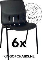 King of Chairs -set van 6- model KoC Denver zwart met zwart onderstel. Kantinestoel stapelstoel kuipstoel vergaderstoel tuinstoel kantine stoel stapel stoel Jolanda kantinestoelen stapelstoelen kuipstoelen stapelbare Napels eetkamerstoel