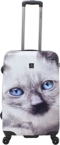 Saxoline Harde Koffer / Trolley / Reiskoffer - 67 cm (Medium) - White Cat - Wit