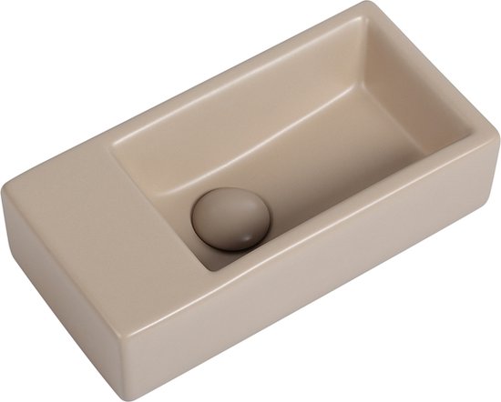 Fontein Mia 40.5x20x10.5cm mat beige inclusief afvoerplug links zonder kraangat