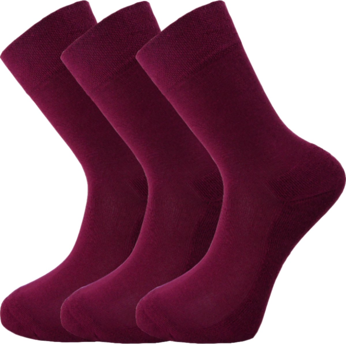 Bamboe sokken – Unisex – 3 paar – Bordeaux Rood – maat 38-39 – Extra dikke zool – Zacht en antibacterieel