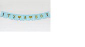 Gender reveal banner set It's a Boy en Babyshower blauw met goud - babyshower - genderreveal - kraamfeest - geboorte - slinger