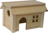 Knaagdierhuis hout plat dak 22x15,5x14 cm