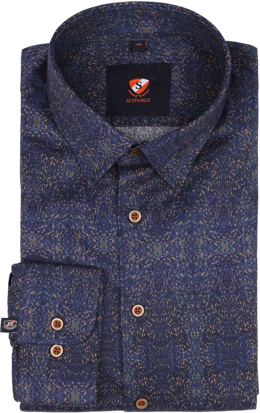 Suitable Overhemd Van Gogh Navy Heren Maat 40 Slim fit bol